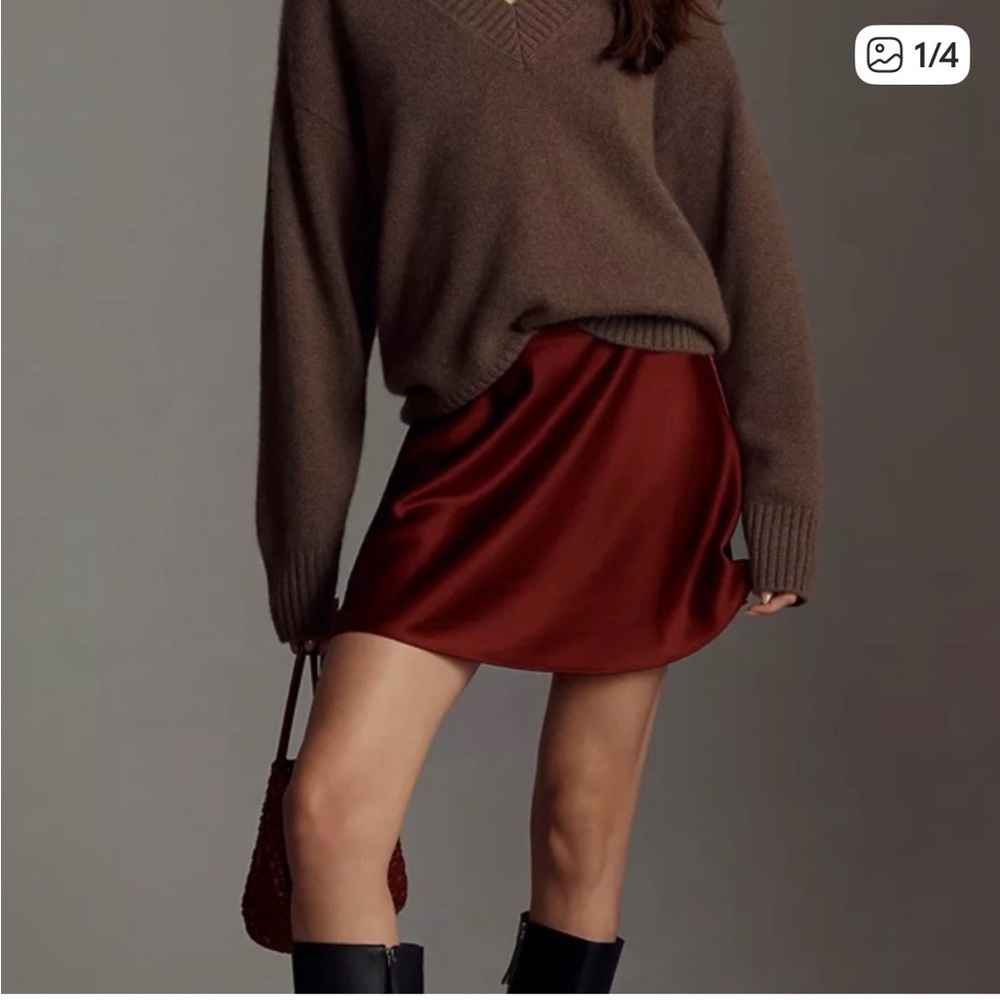 Reformation Deep Red Mini Skirt - Picture 4 of 4
